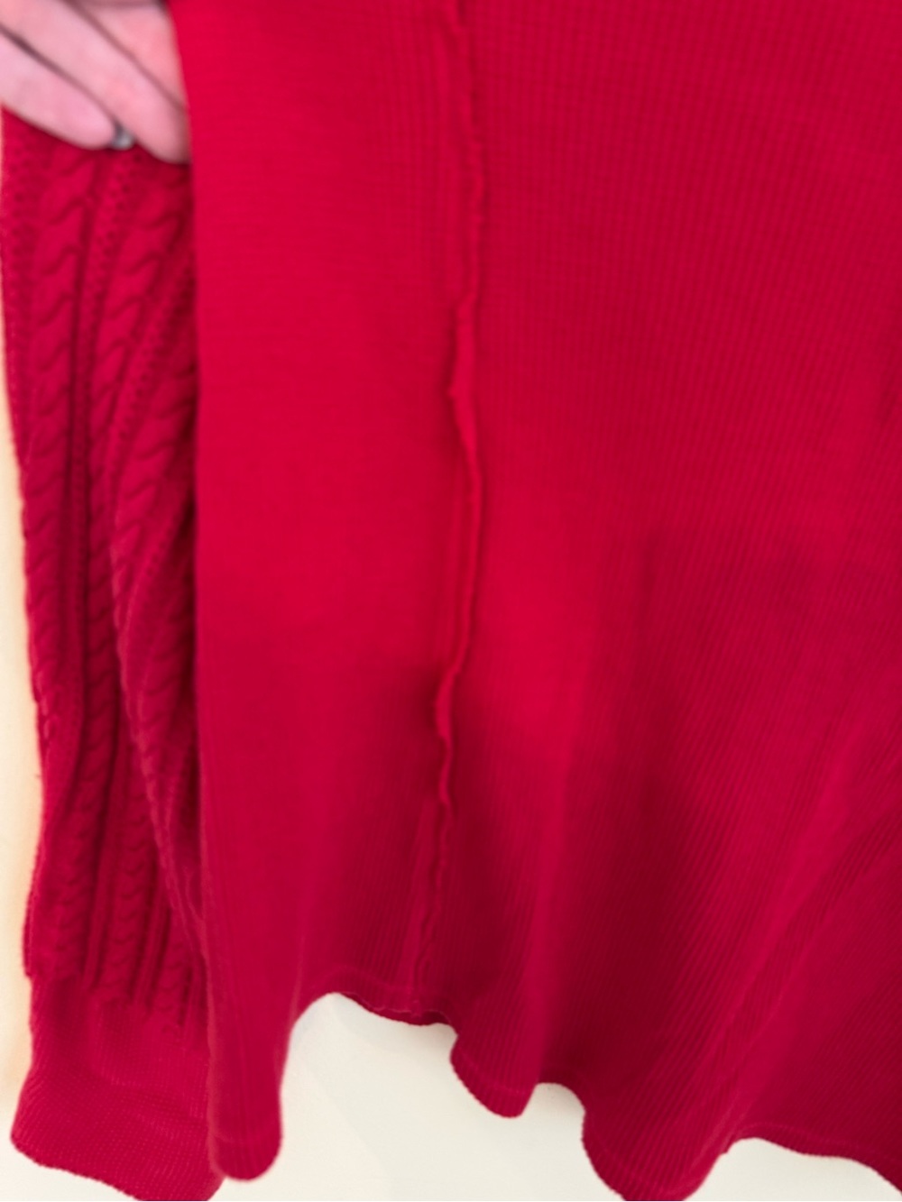 Lucky Brand Red Long-Sleeve Henley with Cable Sleeves *GREAT USED CONDITION* - Picture 7 of 10